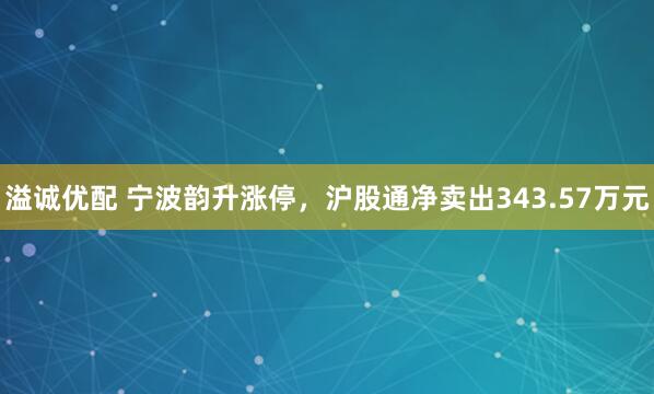 溢诚优配 宁波韵升涨停，沪股通净卖出343.57万元